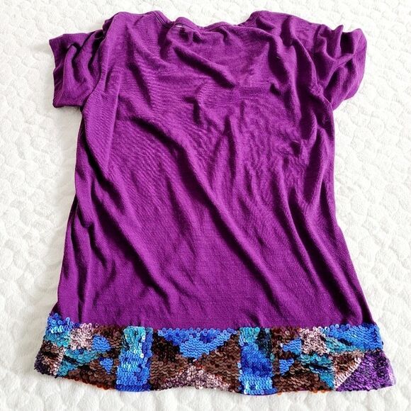 Madewell Hi-Line purple tee shirt sequin sparkle geometric colorful - Picture 2 of 8